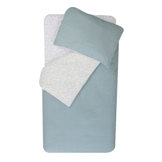 Parure housse de couette + taie d'oreiller 100x140cm / 40x60 cm Filou blanc <span itemprop=
