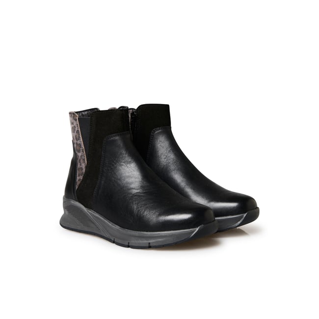 Boots compensées zippées et élastiquées noir <span itemprop=