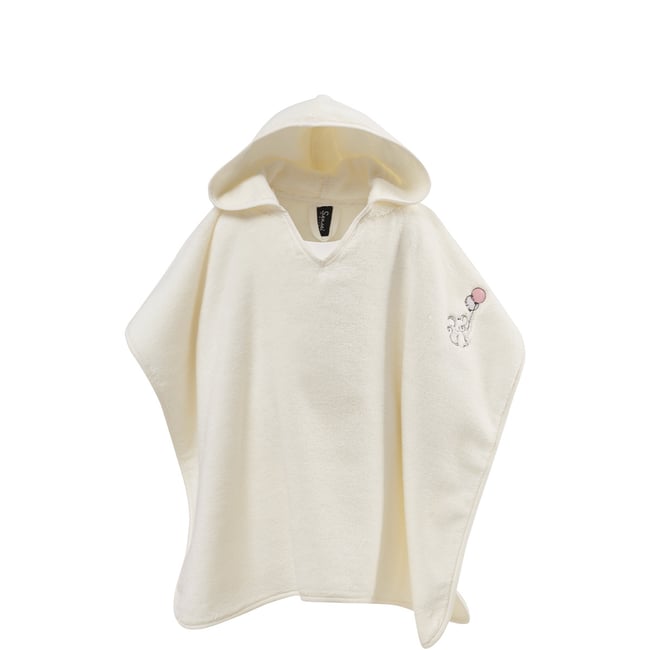 Poncho de bain enfant en coton peigné Zéro Twist BABY SOFT SOURIS SKY ecru <span itemprop=