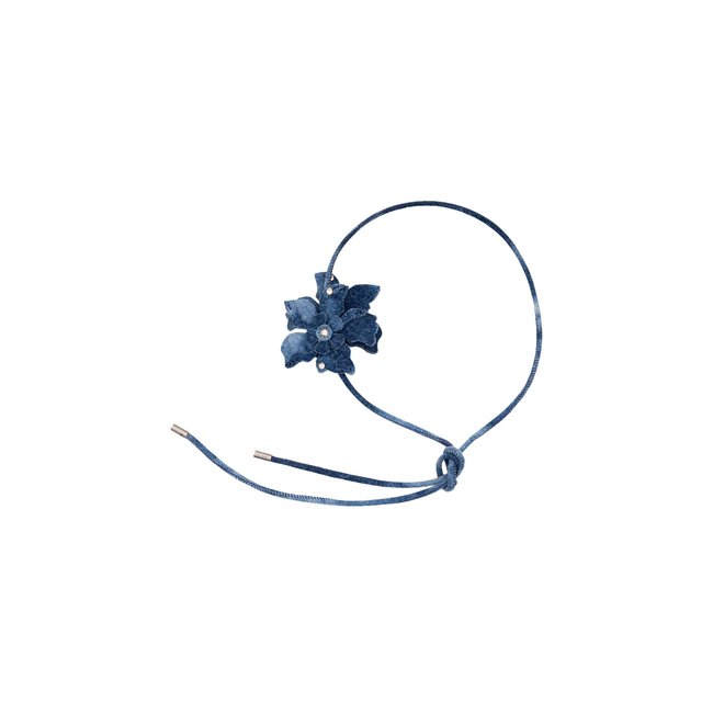 Ceinture Denim Fleurs 100 % Coton bleu <span itemprop=