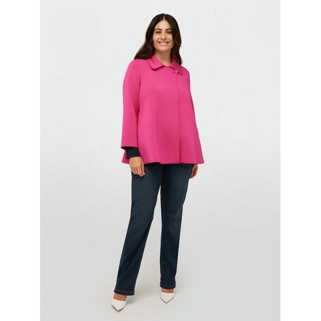 Manteau léger en néoprène aux finitions coupe nette fuchsia <span itemprop=