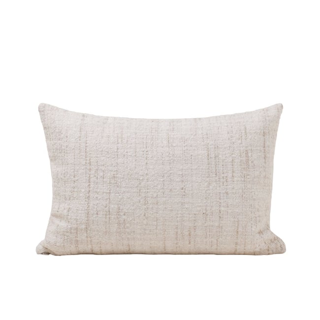 housse de coussin en Jacquard effet tweed bouclé MERYBELLE ivoire <span itemprop=