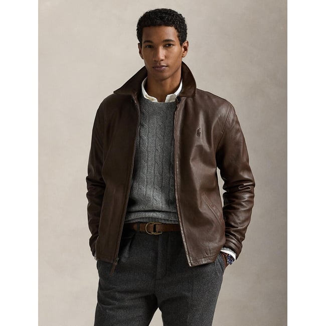 Veste en cuir d'agneau, Bayville bison <span itemprop=