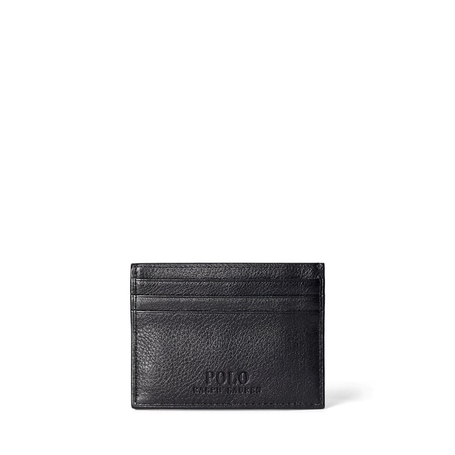 Porte-cartes en cuir chagrin noir <span itemprop=