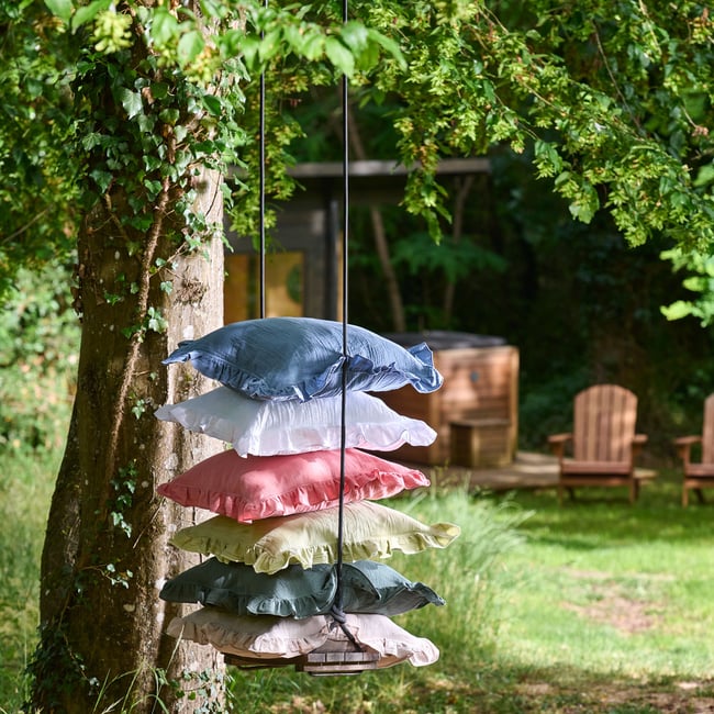 Housse de coussin a volants - Gaze de coton - TRADITION DES VOSGES