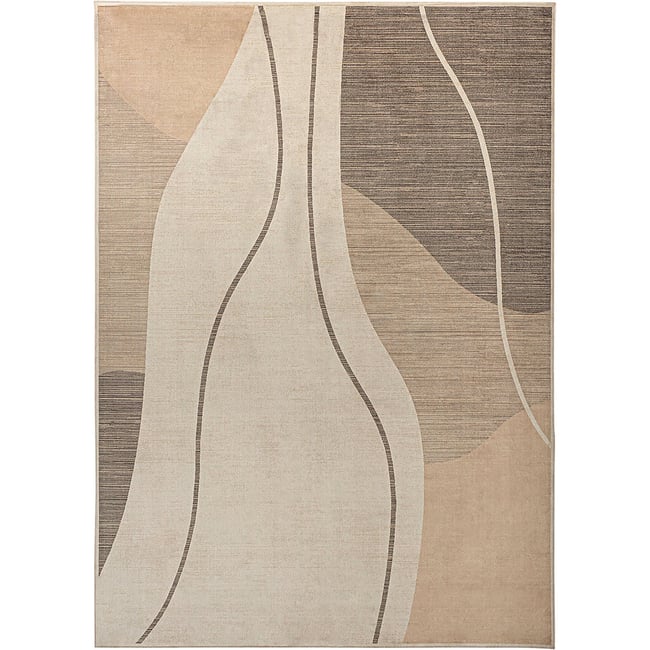 Tapis contemporain en viscose uni pour salon Couleur beige naturel lumineux <span itemprop=