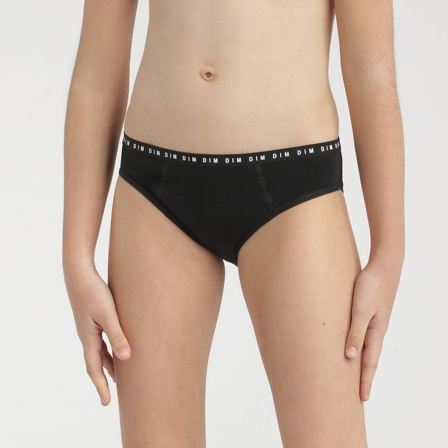 Cuecas menstruais em algodão, fluxo médio, adolescente preto <span itemprop=