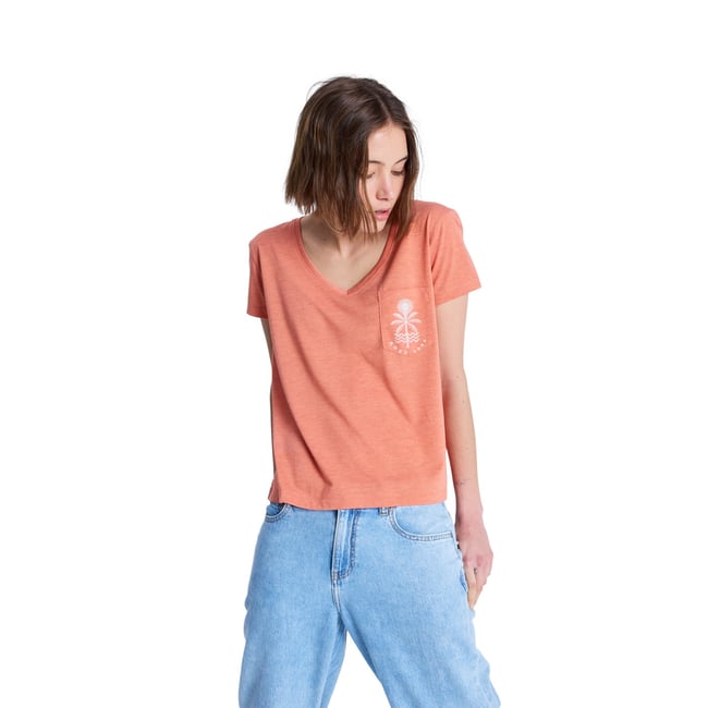 T-Shirt, manches courtes, col rond, . orange apricot brandy <span itemprop=