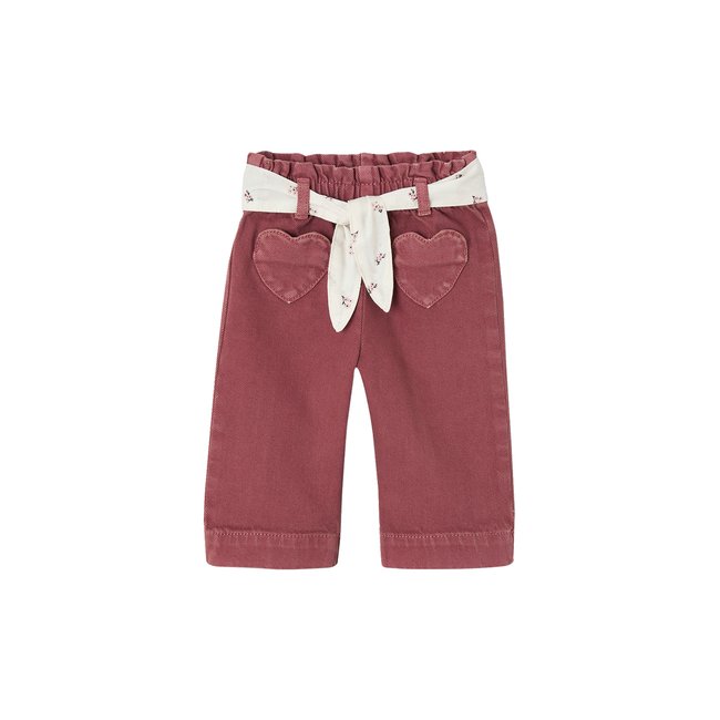 Pantalon couleur large  avec ceinture à nouer violine <span itemprop=
