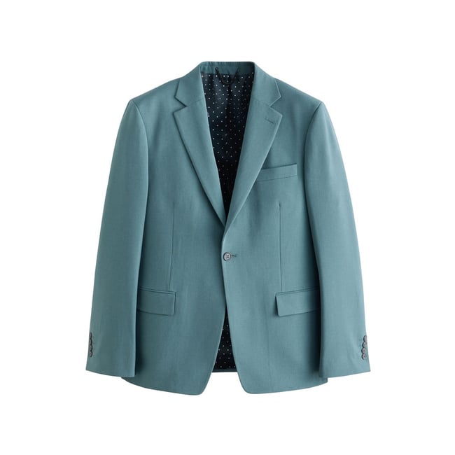 Veste de costume stretch bleu sarcelle <span itemprop=