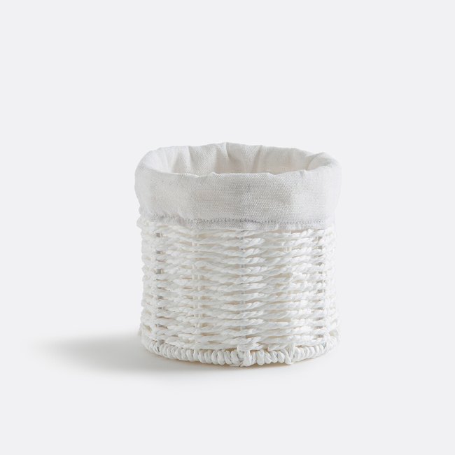 Papeli Round Basket Made of Woven Paper and Fabric, white, LA REDOUTE INTERIEURS
