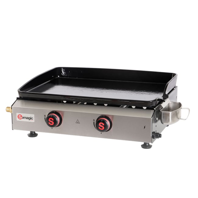 Plancha gaz à poser pour 15 convives noir <span itemprop=