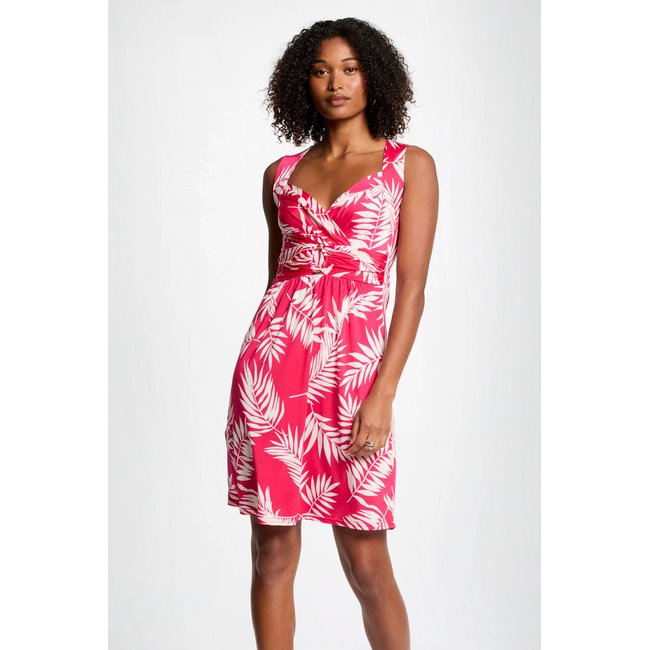 Robe courte évasée imprimée multicolore <span itemprop=