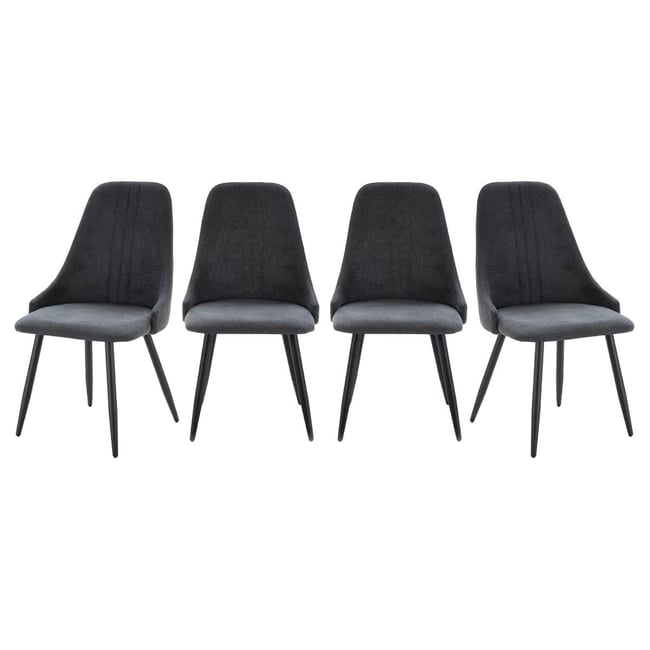 Lot de 4 chaises en tissu avec pieds en métal noir L50 cm MANI - CALICOSY