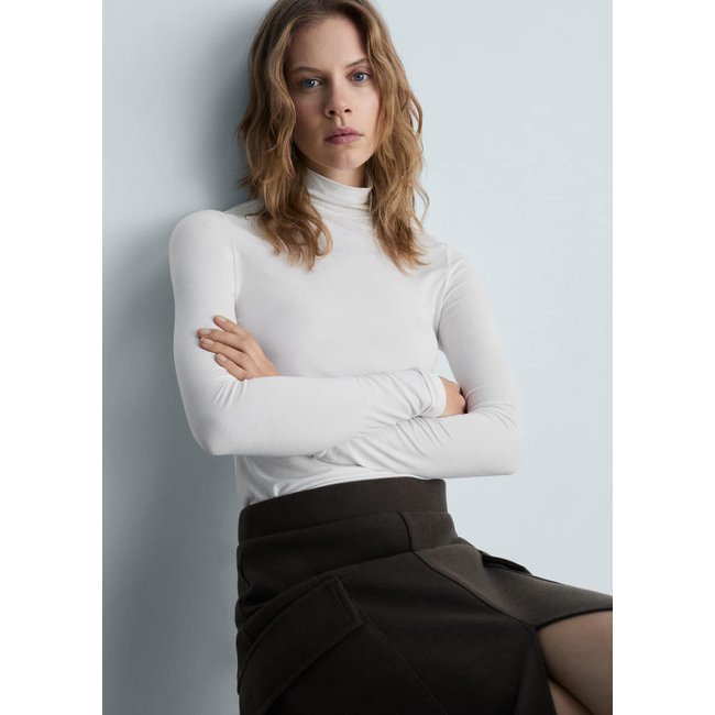 T-shirt col montant cintré blanc <span itemprop=