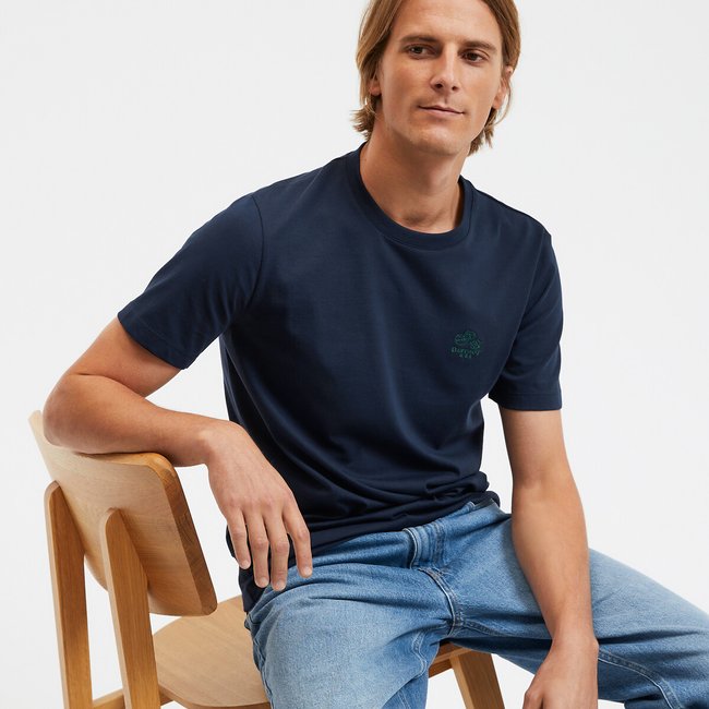 T-shirt ricamata girocollo maniche corte blu marino LA REDOUTE COLLECTIONS