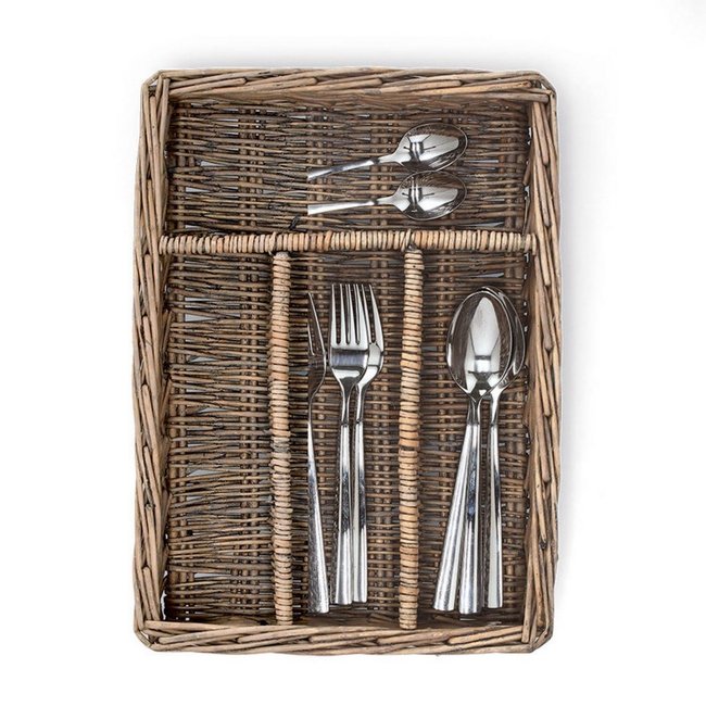 Range-couverts en osier bois foncé <span itemprop=