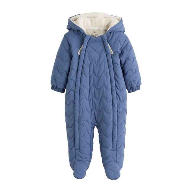 Combinaison nylon bébé à capuche matelassée bleu <span itemprop=