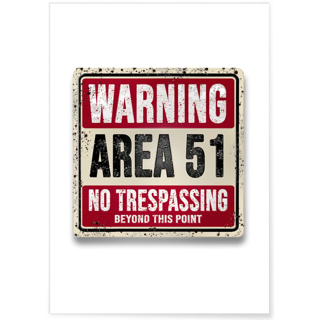 Affiche 'Warning Area 51' Couleur blanc <span itemprop=