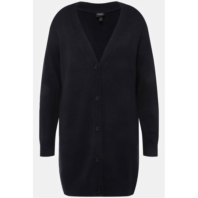 Cardigan Ulla Popken Taille 46-48 - Sans Manches, Boutons, Col V Bleu - En Acrylique/polyamide - Occasion TB