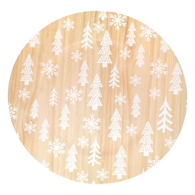Lot de 12 assiettes de présentation effet bois SAPINS Couleur beige <span itemprop=