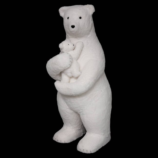 Décoration polyfoam ours + bébé H150cm blanc Couleur unique <span itemprop=