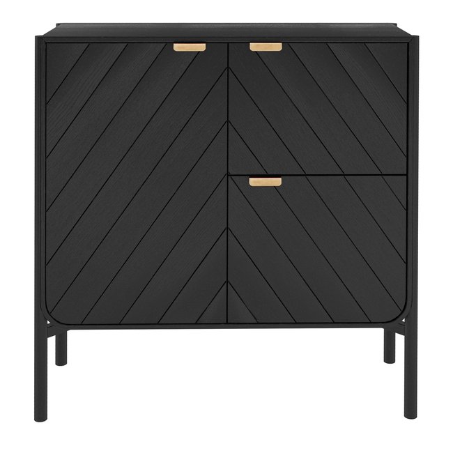 Vaisselier en chêne à 3 portes, MARIUS Couleur chêne teinté noir <span itemprop=