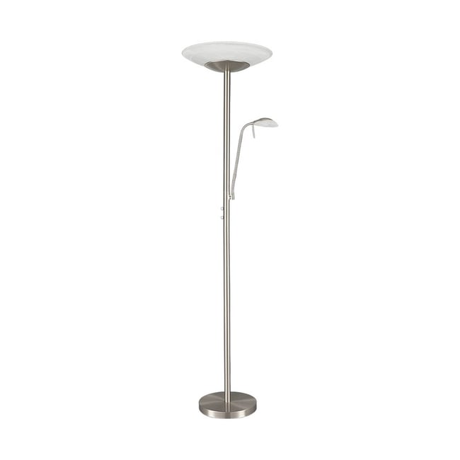 Lampadaire en métal moderneLED, Ragna Couleur blanc albâtre, nickel mat <span itemprop=