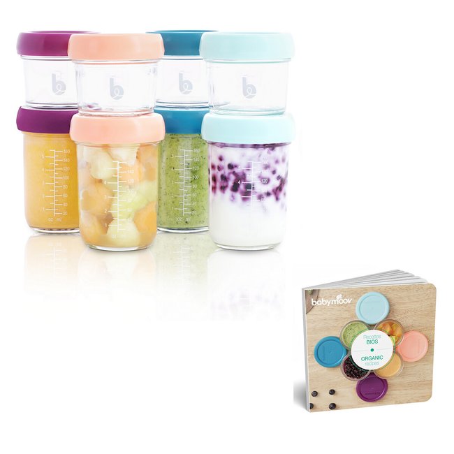Frascos de conservação em vidro e livro de receitas multicolor <span itemprop=