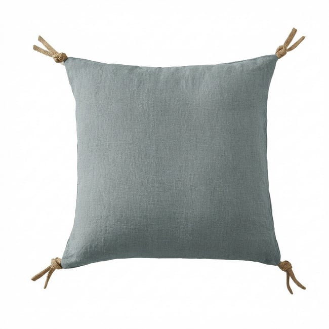 Coussin carré déhoussable 45x45 cm Lin Rosalie Azur azur <span itemprop=