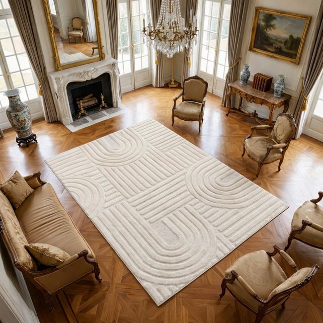 Tapis salon au motif géométrique en relief, moderne et élégant, NOOR - UN AMOUR DE TAPIS