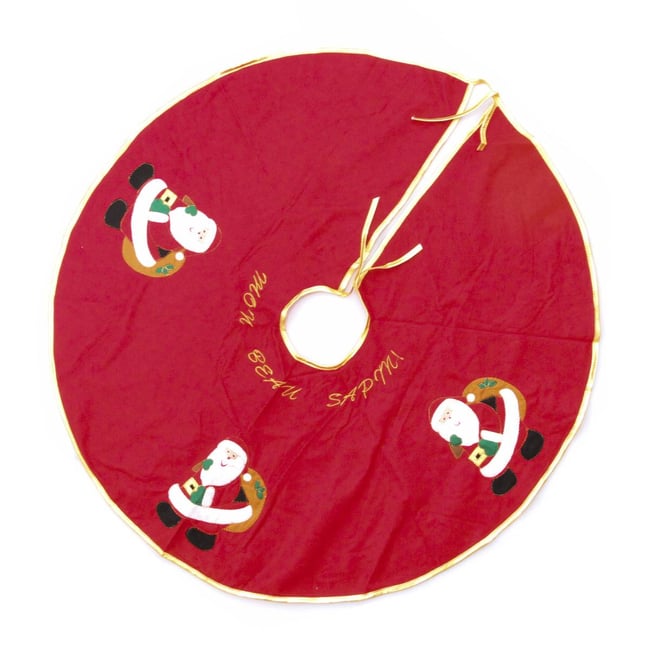 Tapis de sapin en feutrine rouge D90cm Couleur multicolore <span itemprop=