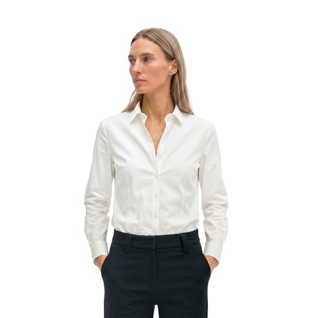 Blouse à manches longues en qualité popeline stretch - MARC O'POLO