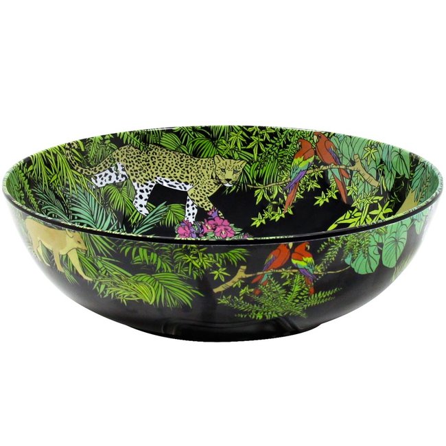 Grand saladier mélamine Jungle 31 cm Couleur noir / vert <span itemprop=