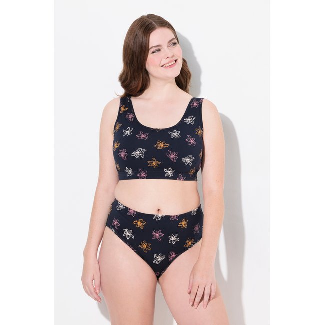 Brassière, Motif Floral, Sans Armature marine <span itemprop=