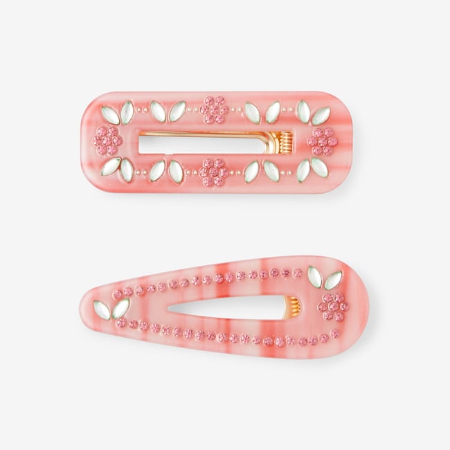 Set de 2 pinces à cheveux roses v002234 <span itemprop=