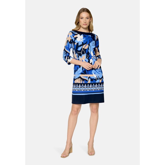 Robe façon t-shirt à manches 3/4 bleu foncé/bleu <span itemprop=