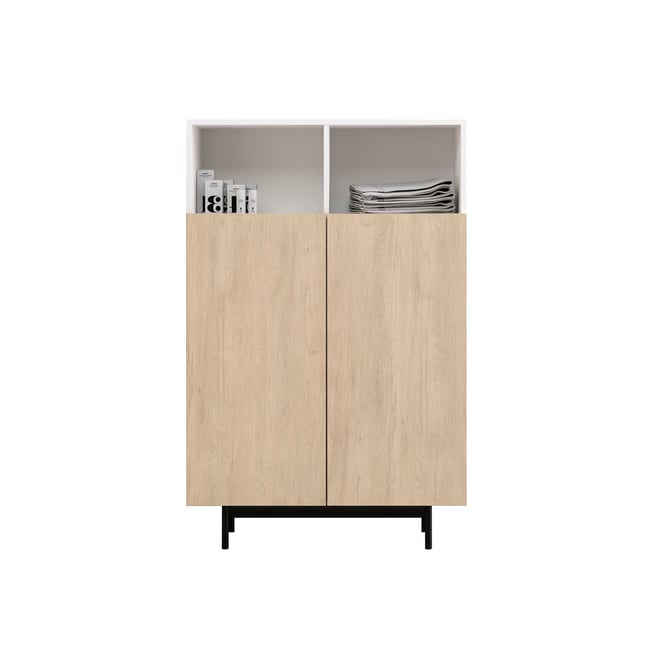 Buffet L placard 2 portes, PRINTED Couleur blanc-chêne clair <span itemprop=