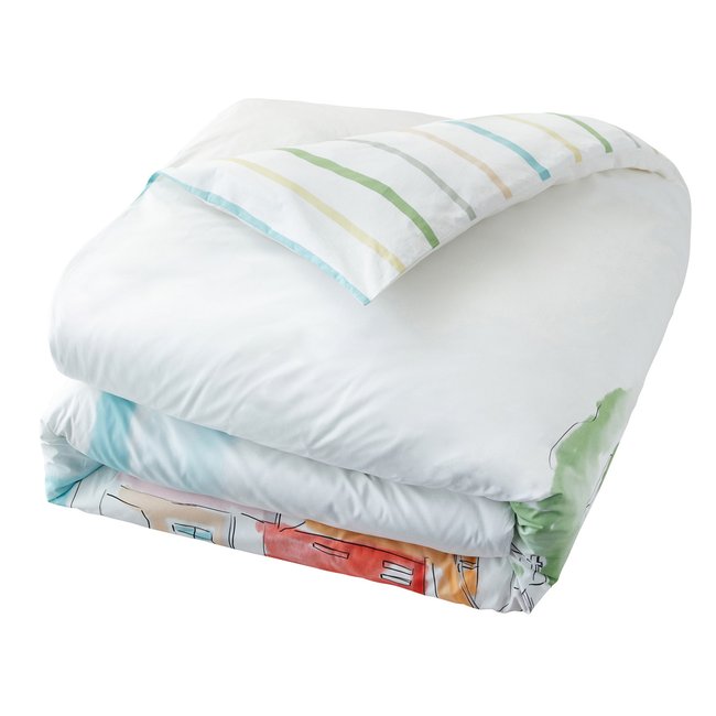 Housse de couette - Percale de coton - PAYSAGE VAROIS blanc <span itemprop=