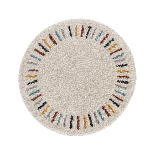 Tapis enfant rond tout doux ARPEGE Couleur beige sable <span itemprop=
