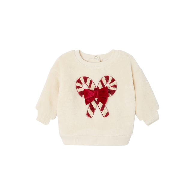 Sweat Noël sherpa vanille <span itemprop=