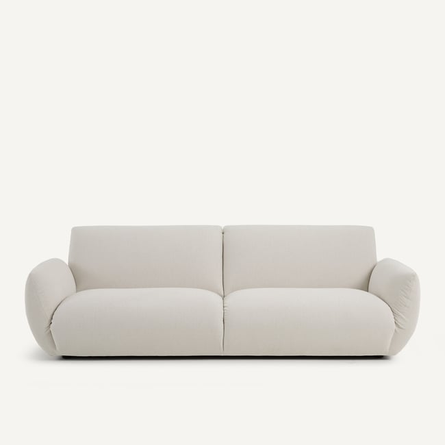 Canapé 3 ou 4 places, en toile chinée, SPOGANO Couleur ivoire <span itemprop=