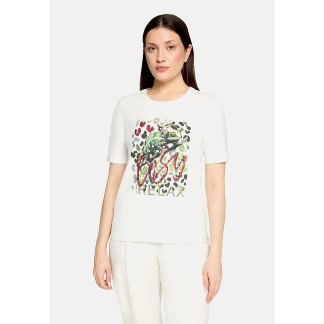 T-shirt basique à impression patch cream/green <span itemprop=