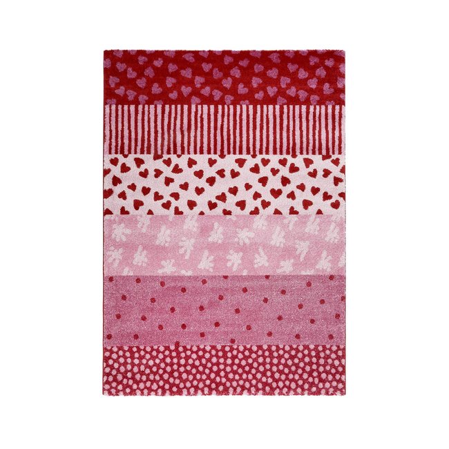 Tapis enfant motifs cœurs et pois alternés , CANON Couleur rose-rouge <span itemprop=