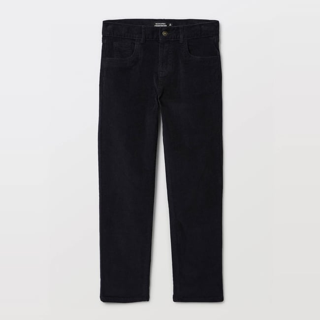 Pantalon slim en velours en coton noir <span itemprop=