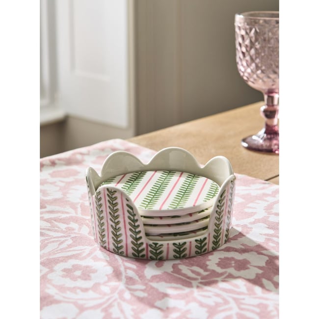 Sous-verre en céramique à motif, lot de 4 Couleur vert <span itemprop=