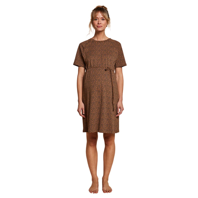 Chemise de nuit allaitement grossesse léopard taupe <span itemprop=