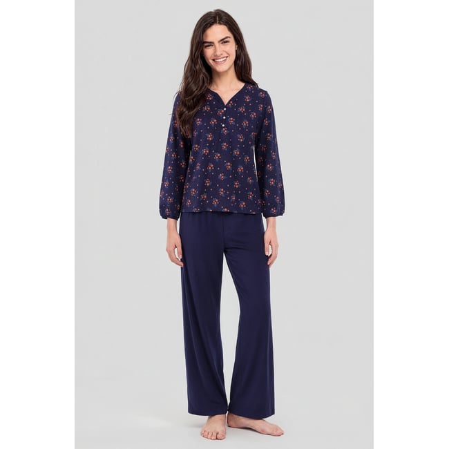 Pyjama à imprimé - coton imprimé bouquets et pois s <span itemprop=