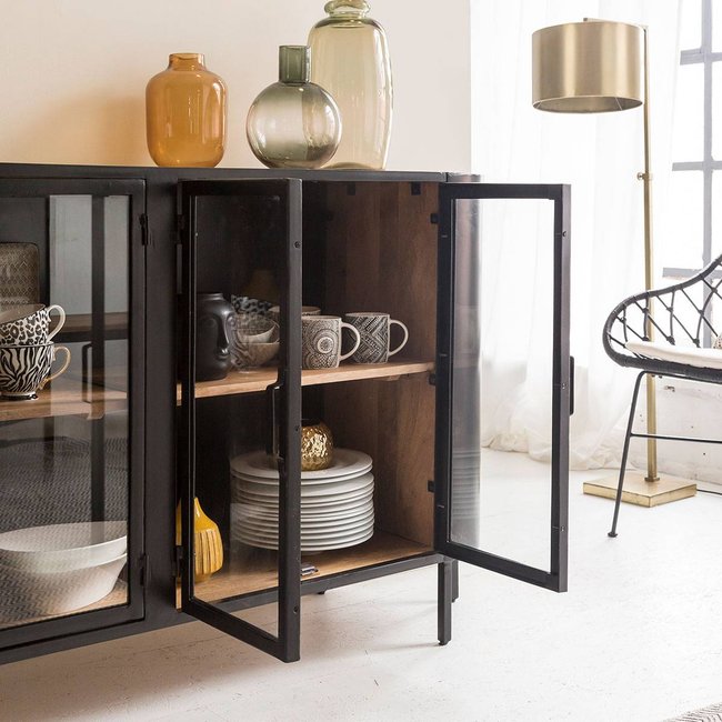 Buffet vitrine en métal  ACHILLE Couleur noir <span itemprop=