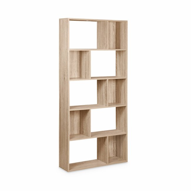 Etagère bibliothèque décor bois 5 étagères 10 compartiments PIETER - SWEEEK